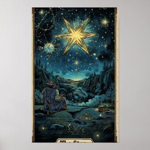Tarot Card The Star Art Work with Text at Botto Poster