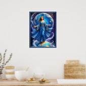 Tarot Card, the World, in Deep Blue Poster (Küche)