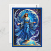 Tarot Card, the World, in Deep Blue Postkarte (Vorne/Hinten)