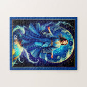 Tarot Card, the World, in Deep Blue Puzzle (Horizontal)