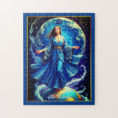 Tarot Card, the World, in Deep Blue Puzzle (Vertikal)