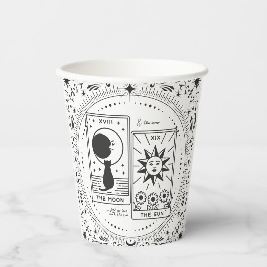 Tarot Cards | BRAUTPARTY | Hochzeit | Lovers B+W Pappbecher (Vorderseite)
