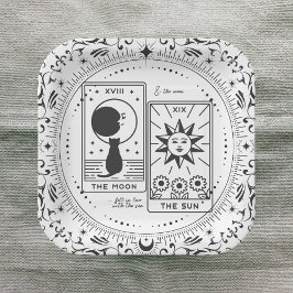 Tarot Cards | BRAUTPARTY | Hochzeit | Lovers B+W Pappteller