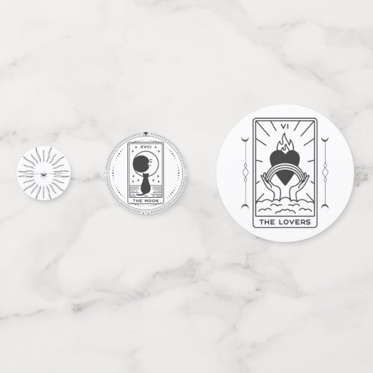 Tarot Cards | BRAUTPARTY | Hochzeit | Modern B+W Konfetti (Rückseiten)