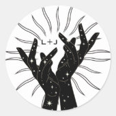 Tarot Cards | BRAUTPARTY | Hochzeit | Modern B+W Runder Aufkleber (Vorderseite)