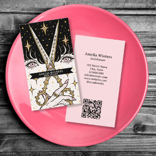 Tarot Celestial Vintage Hairstylist Gold Schere Visitenkarte