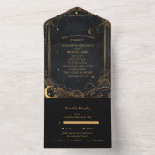 Tarot Celestial Wedding Sun Moon Stars Gold All In One Einladung (Innen Boden)