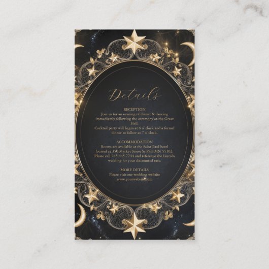 Tarot Celestial Wedding Sun Moon Stars Gold Begleitkarte (Vorderseite)