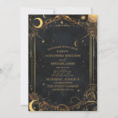 Tarot Celestial Wedding Sun Moon Stars Gold Einladung (Vorderseite)