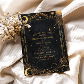 Tarot Celestial Wedding Sun Moon Stars Gold Einladung