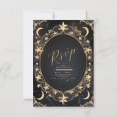 Tarot Celestial Wedding Sun Moon Stars Gold RSVP Karte (Vorderseite)