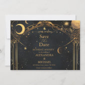 Tarot Celestial Wedding Sun Moon Stars Gold Save The Date (Vorderseite)