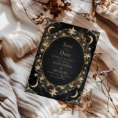 Tarot Celestial Wedding Sun Moon Stars Gold Save The Date