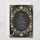 Tarot Celestial Wedding Sun Moon Stars Gold Save The Date (Vorderseite)