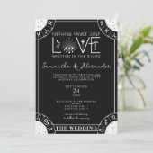 Tarot Celestial Wedding Zodiac Sign Evil Eye Black Einladung (Stehend Vorderseite)