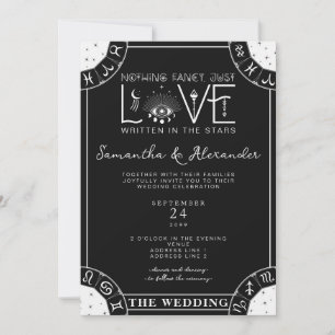 Tarot Celestial Wedding Zodiac Sign Evil Eye Black Einladung