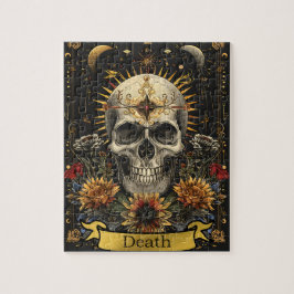 Tarot Death Card Gothic Witchy Skull & Flowers Puzzle