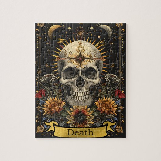 Tarot Death Card Gothic Witchy Skull & Flowers Puzzle (Vertikal)