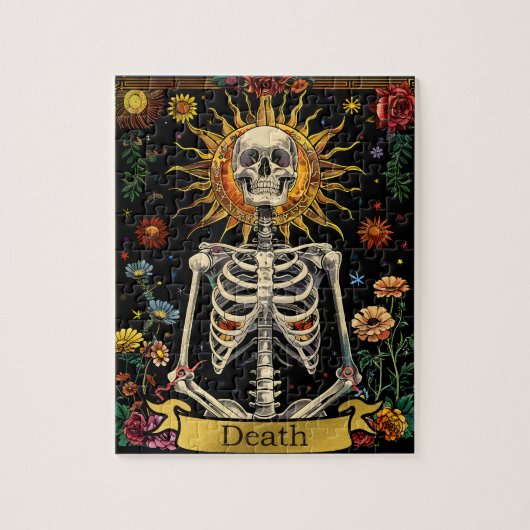 Tarot Death Card Gothic Witchy Skull & Flowers Puzzle (Vertikal)