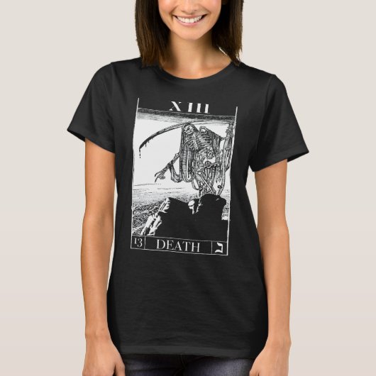 Tarot Death Card Skelett Skelett Skull Horror Knoc T-Shirt (Vorderseite)