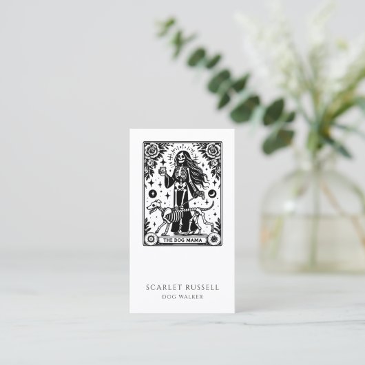Tarot Dog Walker Sitzplatzkarte Visitenkarte (Stehend Vorderseite)