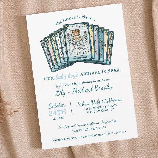 Tarot Emperor Baby Boy Celestial Baby Shower Einladung