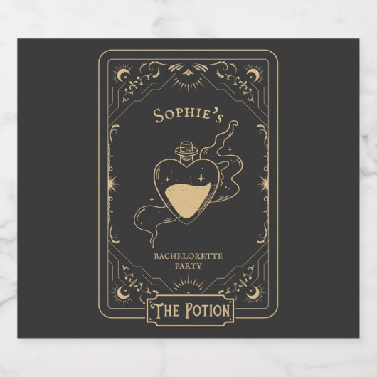 Tarot Esoteric Fortune Black Schaumweinetikett (Einzelnes Label)