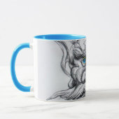 TAROT, FANTASY GROTESQUE MASK Schwarz-weiß blau Tasse (Links)