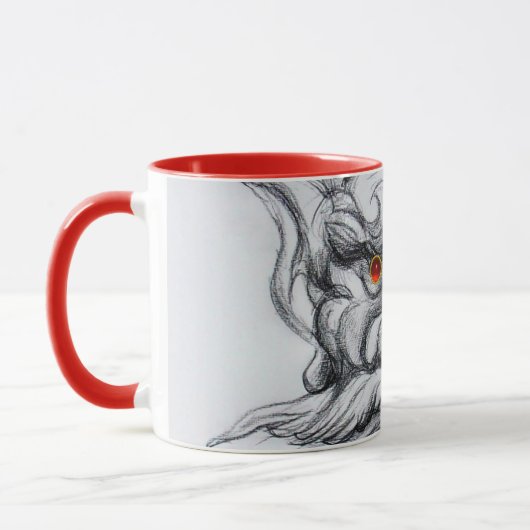 TAROT, FANTASY GROTESQUE MASK Schwarz-weiß Rot Tasse (Links)