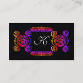TAROT FARBIGE ZZEICHNUNGEN GEM MONOGRAMM Black Visitenkarte (Rückseite)