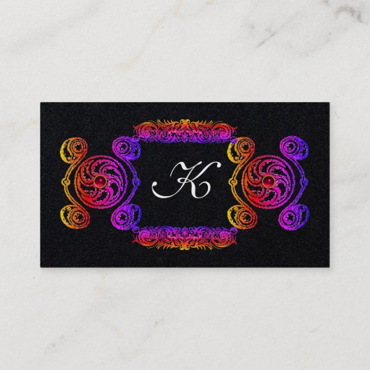 TAROT FARBIGE ZZEICHNUNGEN GEM MONOGRAMM Black Visitenkarte (Rückseite)