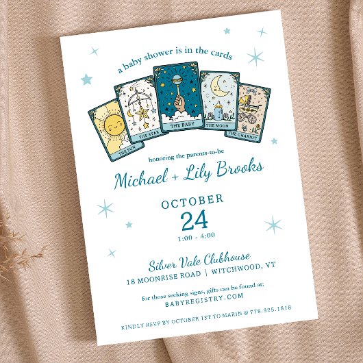 Tarot Fortune Teller Celestial Boy Baby Shower Einladung