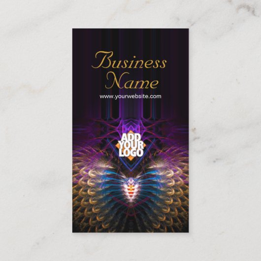 Tarot Fraktal Feathers Business Card Visitenkarte (Rückseite)