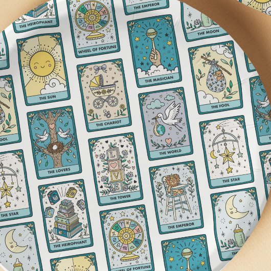 Tarot gemustertes Babyshower  Pappteller