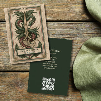 Tarot Goth Vintage Friseur Gold Schere Visitenkarte