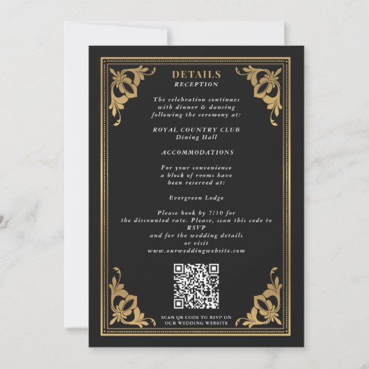 Tarot Gothic QR Code Wedding Einladung (Rückseite)