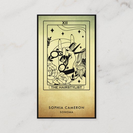 Tarot Hair Stylist Gold Ombre Business Card Visitenkarte (Vorderseite)