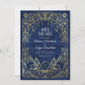 Tarot Halloween Gothic Blaue Hochzeit Save The Date (Vorderseite)