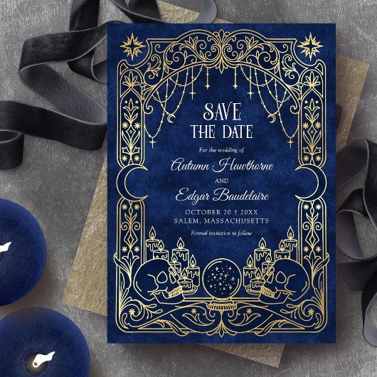 Tarot Halloween Gothic Blaue Hochzeit Save The Date