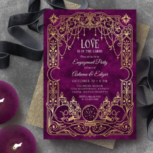 Tarot Halloween Gothic Burgunder Hochzeit Einladung