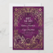 Tarot Halloween Gothic Burgunder Hochzeit Save The Date (Vorderseite)
