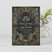 Tarot-Halloween-Gotische Hochzeit Save The Date (Stehend Vorderseite)