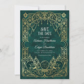 Tarot Halloween Grüne Gothic Hochzeit Save The Date (Vorderseite)