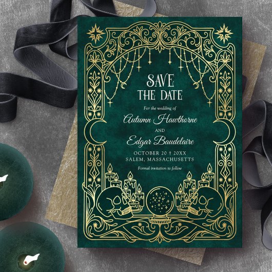 Tarot Halloween Grüne Gothic Hochzeit Save The Date