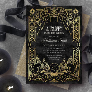 Tarot-Halloween-Party Schwarz Einladung