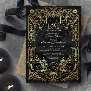 Tarot Halloween Schwarze Hochzeitsdusche Einladung