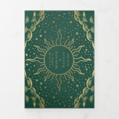 Tarot Hochzeit in Gold und Emerald Elegant Dreifach Gefaltete Einladung (Cover)