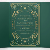 Tarot Hochzeit in Gold und Emerald Elegant Dreifach Gefaltete Einladung (Innenseite Mitte)
