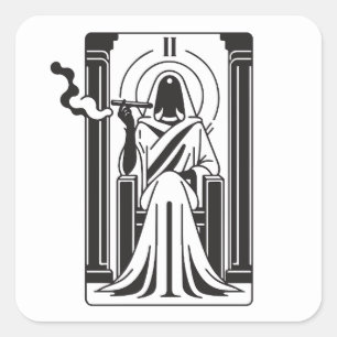 Tarot Hohepriesterin Cannabis Rauchen Okkultismus Quadratischer Aufkleber