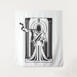 Tarot Hohepriesterin Unkraut Rauchen Okkultismus Wandteppich